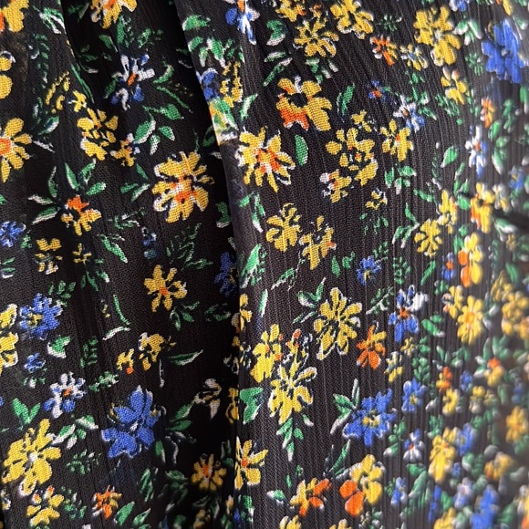 Set of 2 - Smocked Top Mock Neck Ruffle Floral Boho Dress Sz L - Picture 4 of 9